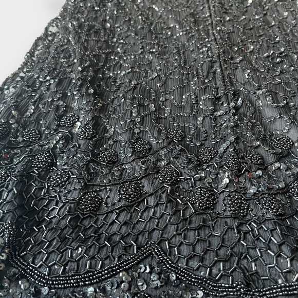 Vintage 80s Brilliante by J.A. Silk Beaded Shift Dress Black – Size 6 - Picture 9 of 14